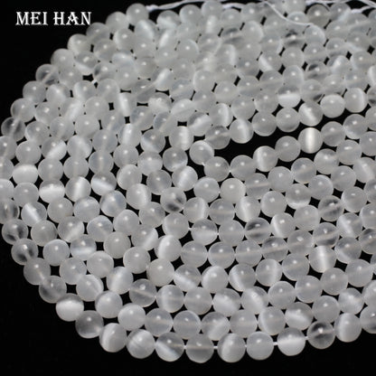 Meihan – perles de Calcite en sélénite blanche naturelle, rondes et lisses, amples, pour la fabrication de bijoux, bricolage, 8mm/10mm