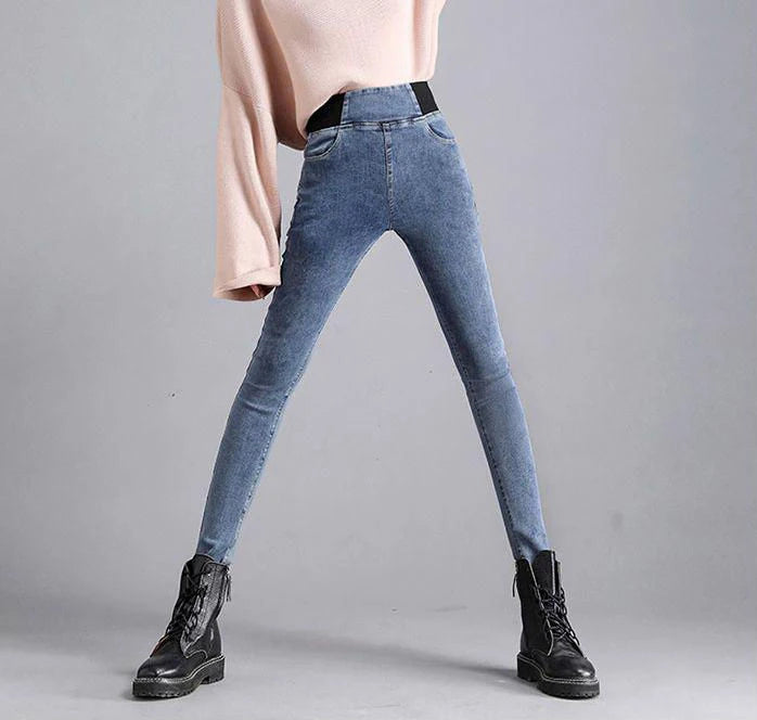 Jean crayon taille haute pour femme, pantalon skinny classique, pantalon en denim décontracté, streetwear, lavage commandé, grande taille 38, fjeros