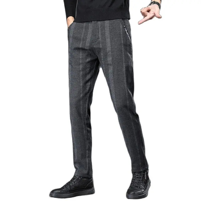 Pantalon décontracté à rayures verticales pour hommes, pantalon décontracté, gris, bleu, noir, nouveau, printemps, automne