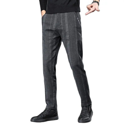 Pantalon décontracté à rayures verticales pour hommes, pantalon décontracté, gris, bleu, noir, nouveau, printemps, automne
