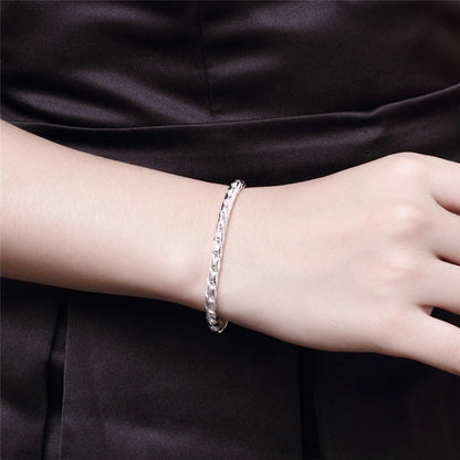 DOTEFFIL 925 argent Sterling 18K or Bracelets 4mm serpent chaîne vis convient charme européen 20 cm bricolage bijoux de mode femmes cadeau
