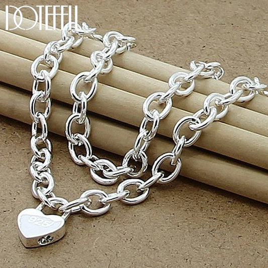 DOTEFFIL – collier avec pendentif en forme de cœur en argent Sterling 925, chaîne de 18 pouces pour femmes, bijoux de fiançailles et de mariage à la mode