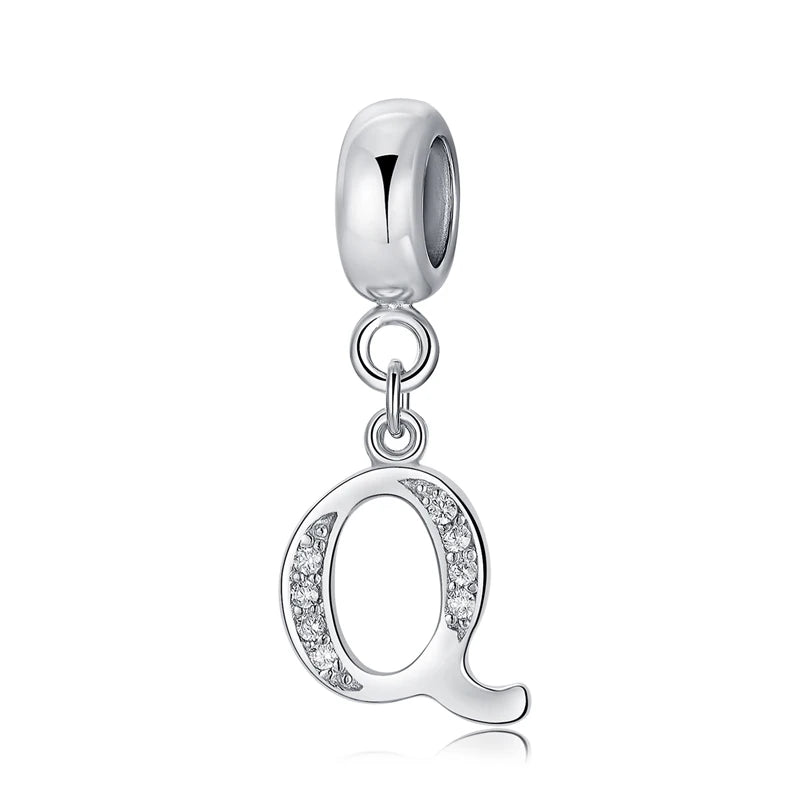 925 argent Sterling breloque perle Vintage Alphabet A-Z lettre pendentif breloques ajustement marque Bracelets colliers femmes bijoux à bricoler soi-même
