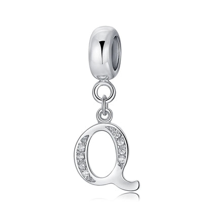 925 argent Sterling breloque perle Vintage Alphabet A-Z lettre pendentif breloques ajustement marque Bracelets colliers femmes bijoux à bricoler soi-même