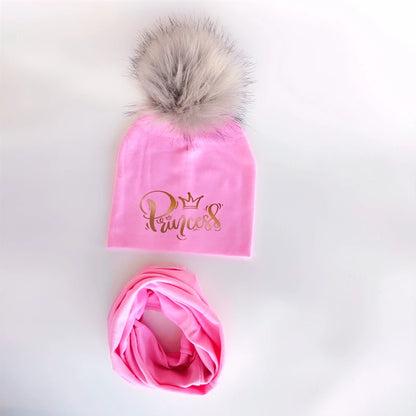 Ensemble de chapeaux pour filles, lettres dorées, princesse, prince, couronne, chapeau pour garçon, bonnet en coton tricoté pour enfants