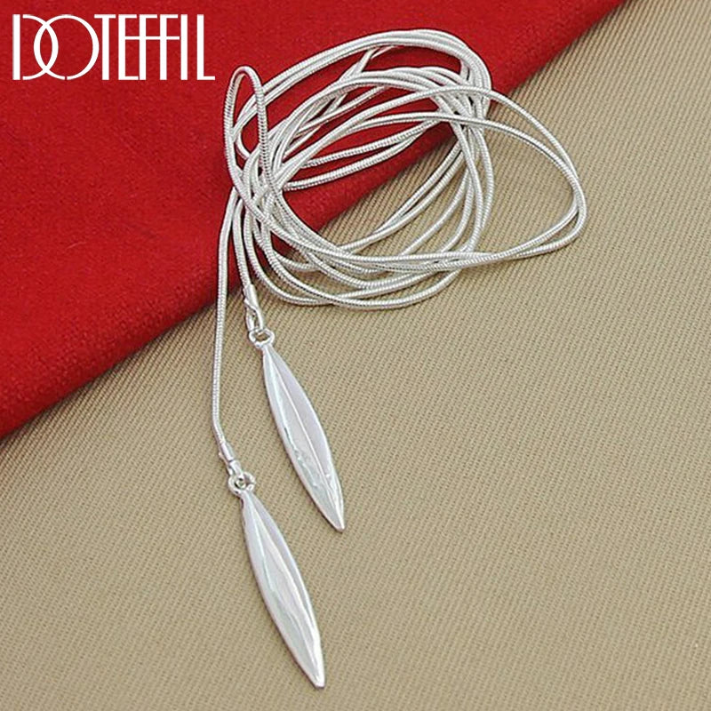 DOTEFFIL – collier chaîne serpent à Double feuille en argent Sterling 925 pour femmes, bijoux de fête de fiançailles et de mariage