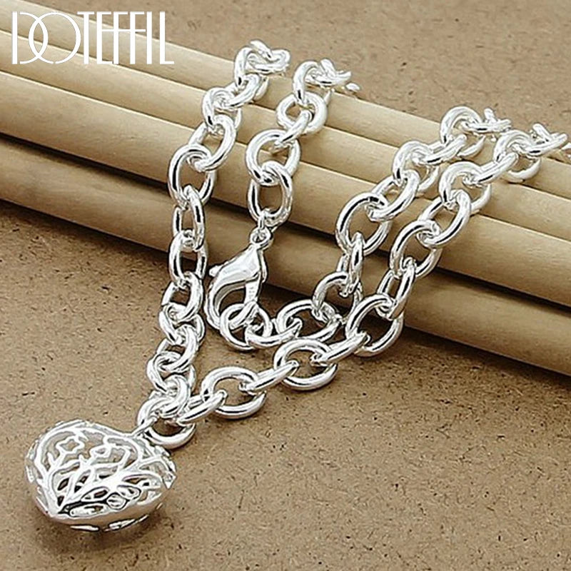 DOTEFFIL 925 en argent Sterling coeur pendentif à breloque collier exquis Senior pour femme fête de mariage bijoux cadeau