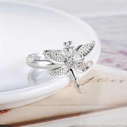 DOTEFFIL 925 bague libellule en argent Sterling pour les femmes