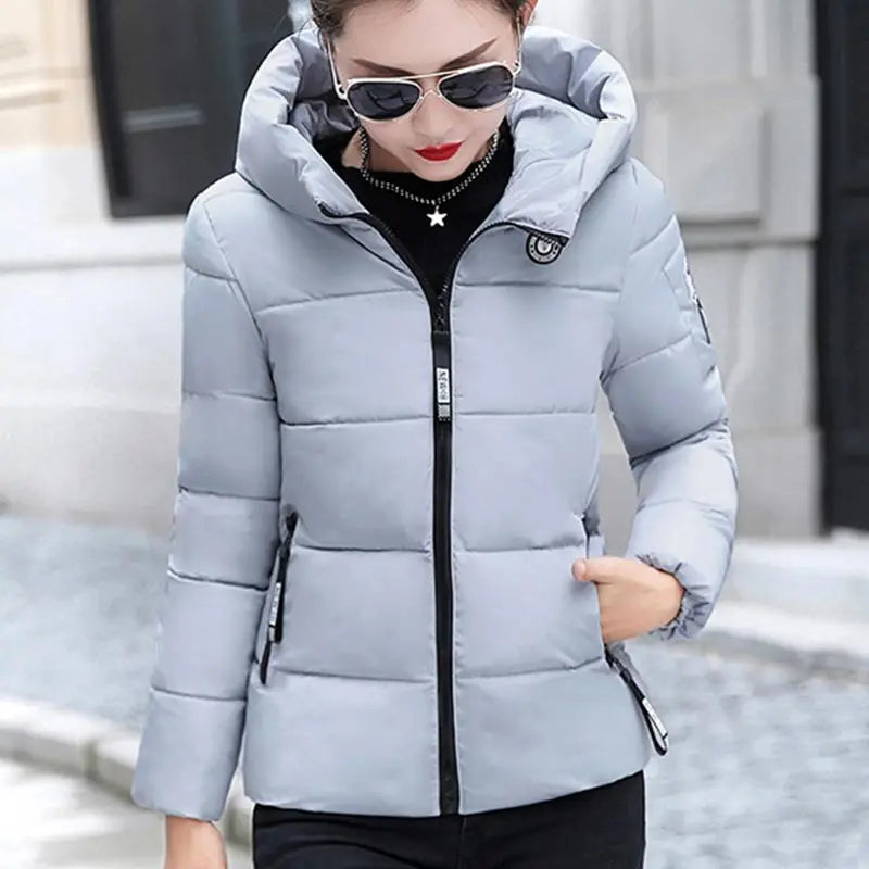INSTYLISH Parka d'hiver à capuche pour femme, manteau court épais et chaud,