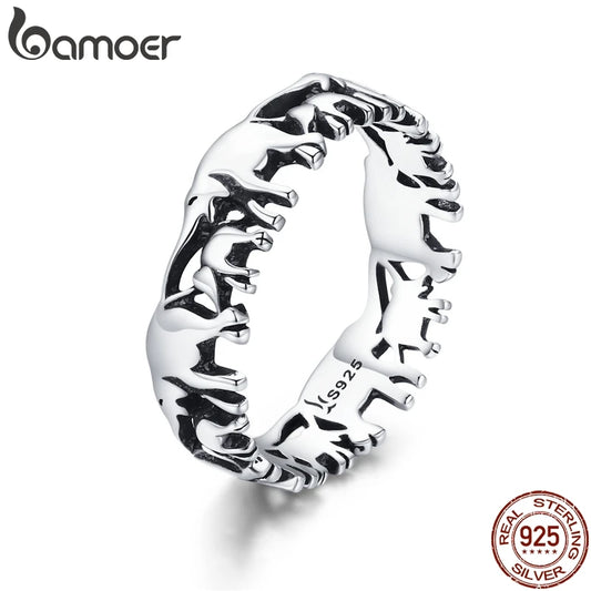 BAMOER 100% 925 argent Sterling empilable Collection animale éléphant famille bagues pour les femmes à la mode bijoux en argent SCR344