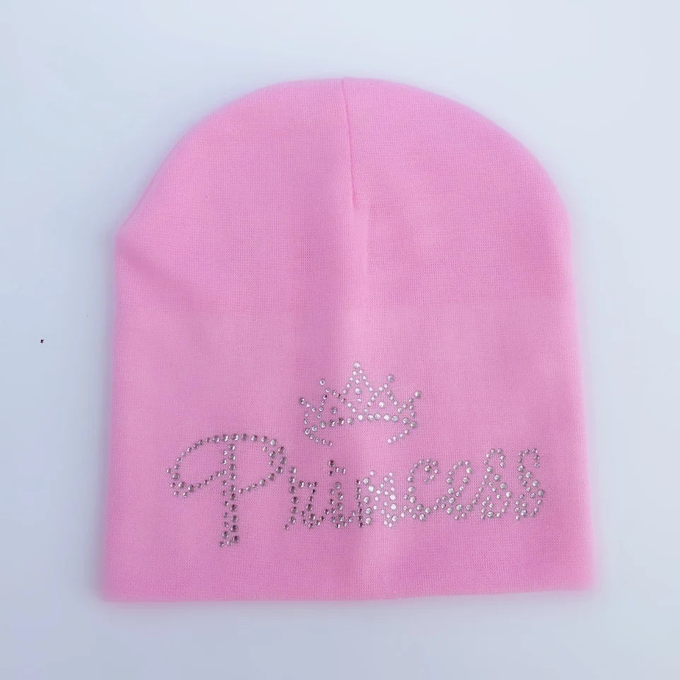 Bonnet de princesse en coton avec diamant pour bébé fille et garçon, casquette pour enfant en bas âge, automne
