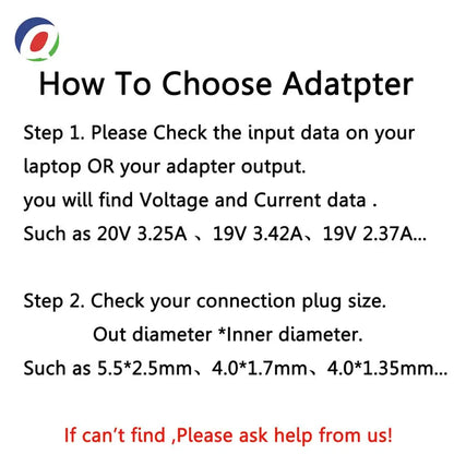 Adaptateur de chargeur pour ordinateur portable, 19.5V, 3,33 a, 65W