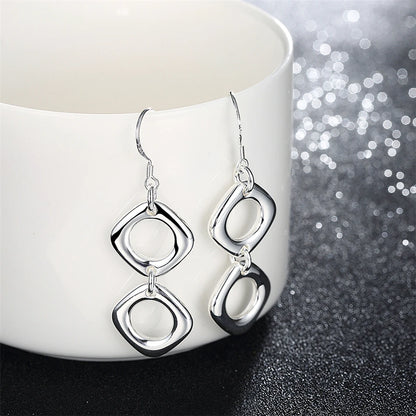 DOTEFFIL 925 en argent Sterling rond carré collier boucle d'oreille ensemble pour femme mariage fiançailles fête mode charme bijoux