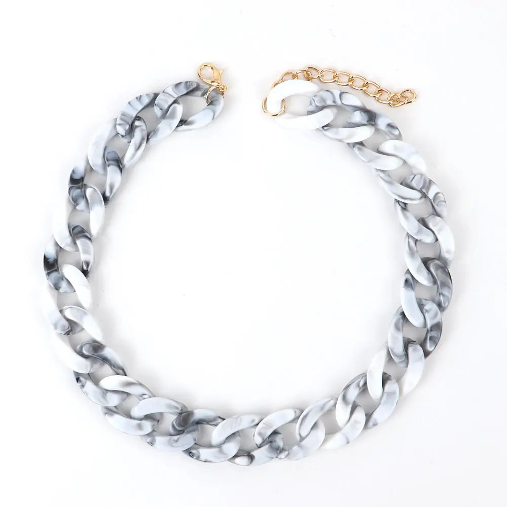 FishSheep-Collier de collier JoChoker en acrylique pour hommes et femmes, Rock Punk, Chunky Curb Optics, Bijoux Boho, 26 couleurs