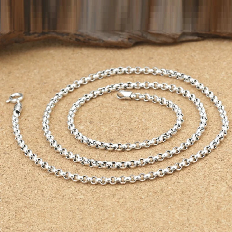 Unibabe – chaîne à maillons toriques en argent pur de 3mm d'épaisseur, collier S925, chaîne de pull, bijoux en argent Sterling 925