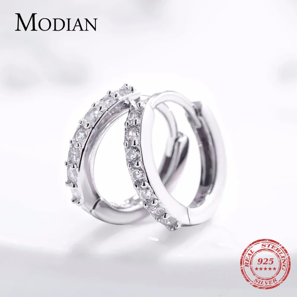 Petite boucle d'oreille créole en argent Sterling 925, 5 cristaux autrichien, éléments AAA ZC, boucles d'oreilles élégantes
