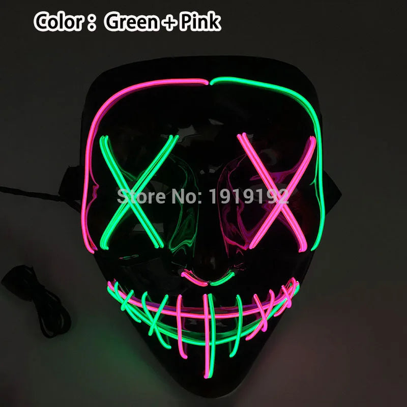 Halloween carnaval fête Costume décoration LED lumineuse masque Halloween masque LED masque éclairer masques de fête pour la fête lumineuse