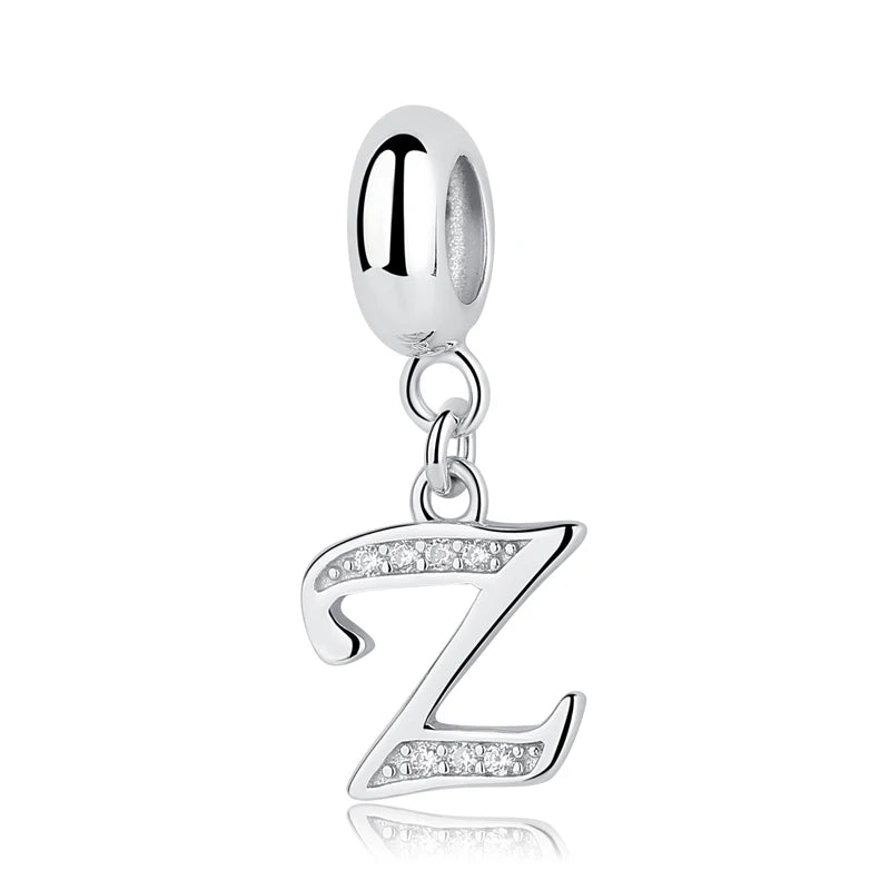 925 argent Sterling breloque perle Vintage Alphabet A-Z lettre pendentif breloques ajustement marque Bracelets colliers femmes bijoux à bricoler soi-même