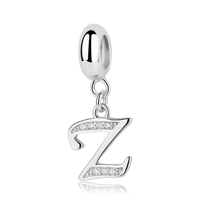 925 argent Sterling breloque perle Vintage Alphabet A-Z lettre pendentif breloques ajustement marque Bracelets colliers femmes bijoux à bricoler soi-même