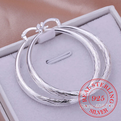 Boucles d'oreilles rondes Hip Hop en argent Sterling 925 pour femmes, grand cercle de 4.0cm,