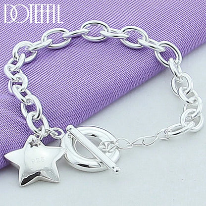 DOTEFFIL 925 en argent Sterling étoile à boucle bracelets porte-bonheur chaîne pour les femmes mode mariage fiançailles bijoux fins