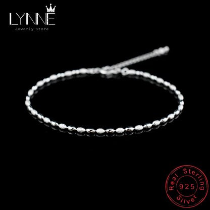 Chaîne de cheville en perles pour femmes, petit mètre, en argent Sterling 925, Grain d'olive, bijoux de pied, cadeau, nouvelle mode