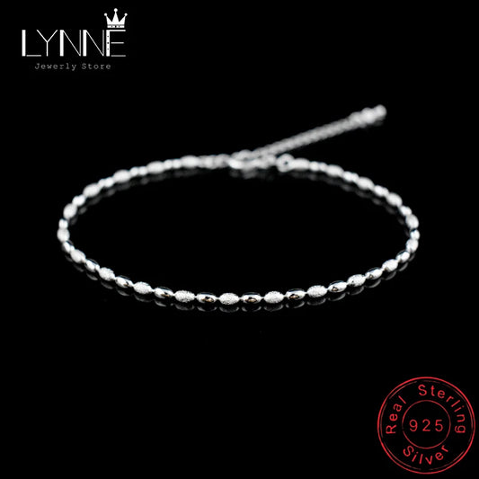Chaîne de cheville en perles pour femmes, petit mètre, en argent Sterling 925, Grain d'olive, bijoux de pied, cadeau, nouvelle mode