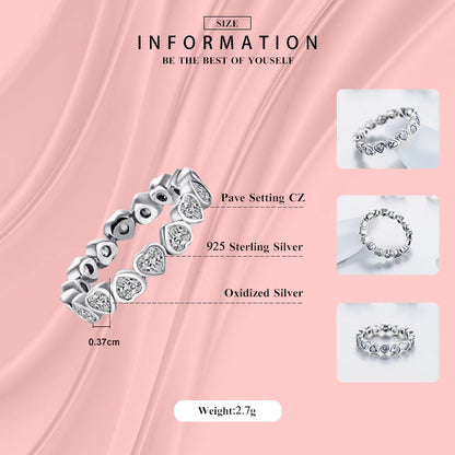 Modian – bague classique en argent sterling 925, zircone cubique, bijoux, cœurs d'amour, éternité
