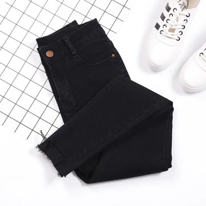 Jean skinny taille haute pour femme, pantalon en denim, leggings rétro, pantalon slim, surintendant ser, streetwear décontracté, longueur de rinçage