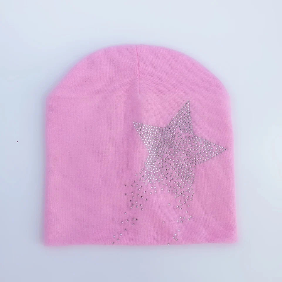 Bonnet de princesse en coton avec diamant pour bébé fille et garçon, casquette pour enfant en bas âge, automne