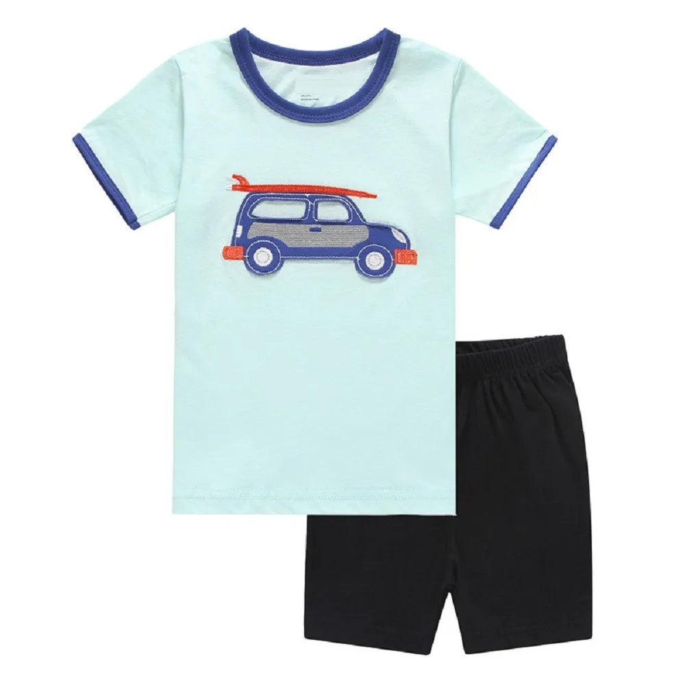 Ensemble de Vêtements 100% Coton pour Bébé Garçon de 2, 3, 4, 5, 6, 7 Ans, T-shirt et Pantalon en Forme de Crocodile Vert