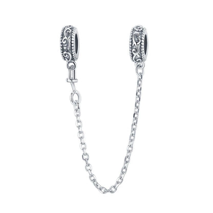 Meilleure vente 100% argent Sterling 925 la clé de coeur silicone sécurité chaîne breloque Wostu Original perles Bracelet bijoux CQC606
