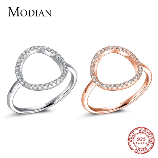Bague en argent sterling 925 anneau blanc et rose en cercle brillant, zircon, cubique, solide