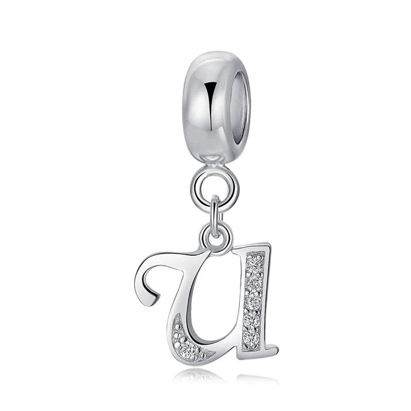 925 argent Sterling breloque perle Vintage Alphabet A-Z lettre pendentif breloques ajustement marque Bracelets colliers femmes bijoux à bricoler soi-même