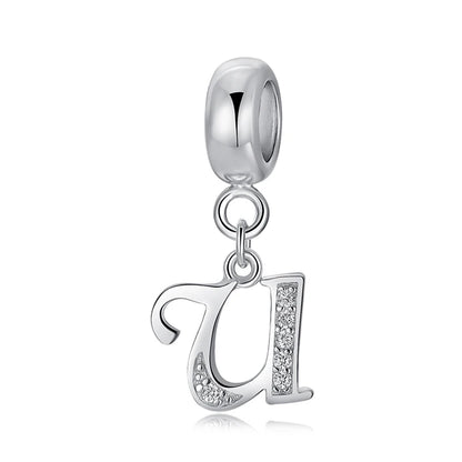 925 argent Sterling breloque perle Vintage Alphabet A-Z lettre pendentif breloques ajustement marque Bracelets colliers femmes bijoux à bricoler soi-même