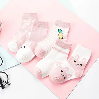 5 paires / lots de chaussettes en coton doux pour enfants garçons filles bébé bande de mode bande chaude automne hiver 0-8 ans chaussettes de dessin animé pour enfants