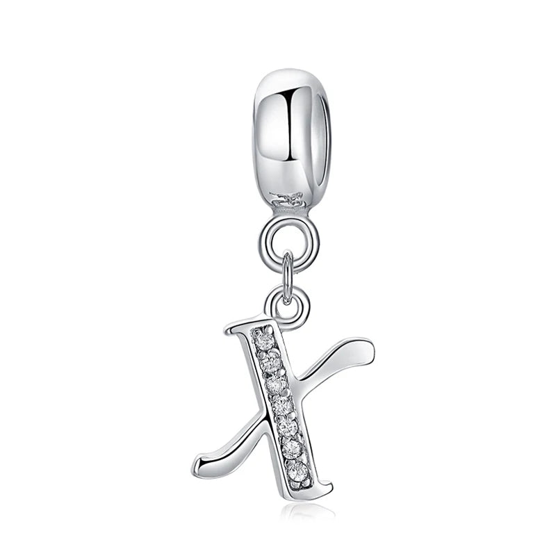 925 argent Sterling breloque perle Vintage Alphabet A-Z lettre pendentif breloques ajustement marque Bracelets colliers femmes bijoux à bricoler soi-même