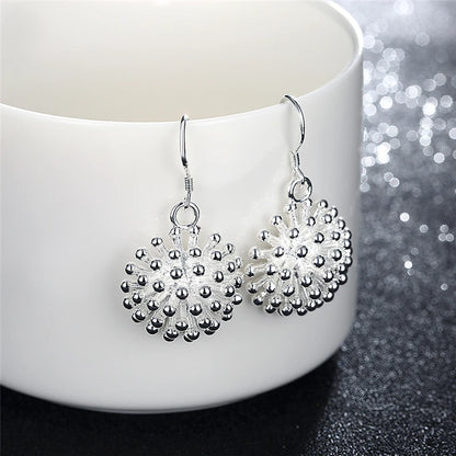 DOTEFFIL 925 en argent Sterling feu d'artifice fleur collier boucle d'oreille ensemble breloque populaire joli collier boucle d'oreille ensembles bijoux pour femmes