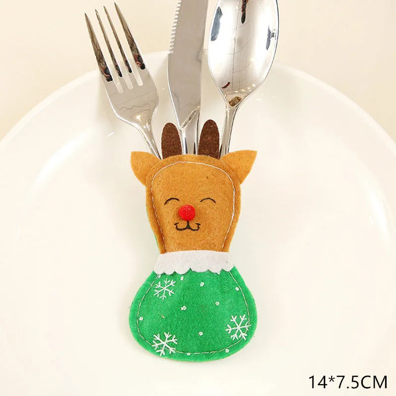 Décorations de Noël de Noel pour la maison, décor de table d'attente, cadeau de Noël du Nouvel An 2021, britannique, fourchette, porte-couteau, sac, 2022