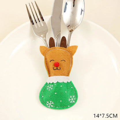 Décorations de Noël de Noel pour la maison, décor de table d'attente, cadeau de Noël du Nouvel An 2021, britannique, fourchette, porte-couteau, sac, 2022