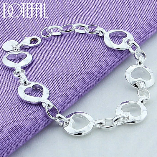 DOTEFFIL – Bracelet chaîne en argent Sterling 925, plein cœur, à la mode pour femmes, bijoux de fiançailles et de mariage