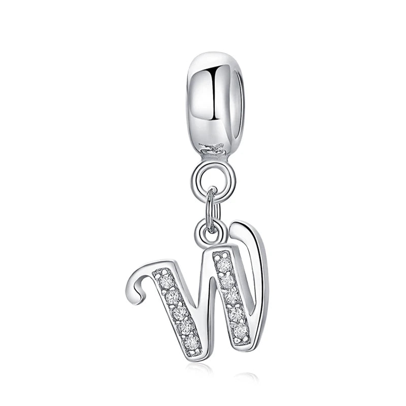 925 argent Sterling breloque perle Vintage Alphabet A-Z lettre pendentif breloques ajustement marque Bracelets colliers femmes bijoux à bricoler soi-même