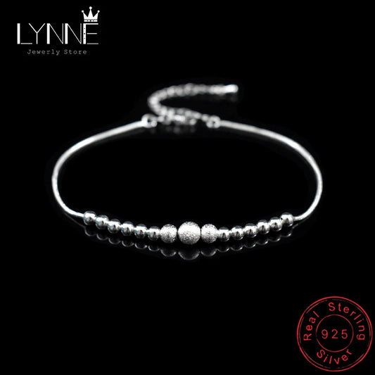 Bracelet de cheville boule ronde perlée pour femme, argent regardé JO925, perles conviviale rées, bracelets de cheville à breloques, cadeau de bijoux, nouvelle mode