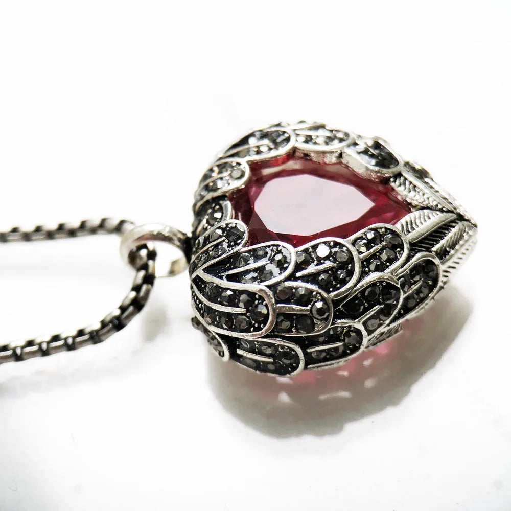 Collier avec pendentif en forme de cœur à ailes rouges, chaîne à maillons de marque, bijoux à la mode, Style européen, argent sterling 925, cadeau pour femmes