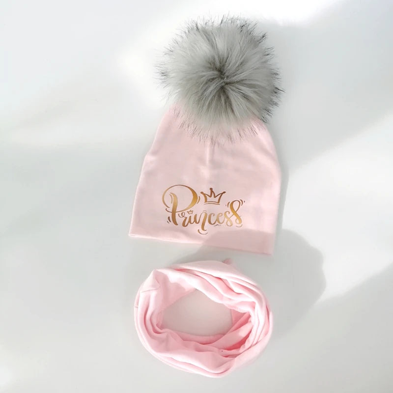Ensemble de chapeaux pour filles, lettres dorées, princesse, prince, couronne, chapeau pour garçon, bonnet en coton tricoté pour enfants