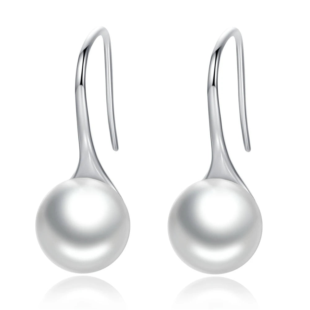 BAMOER 925 en argent Sterling élégant rond pur amour perle boucles d'oreilles pour femmes bijoux Brincos blanc, noir violet rose SCE037