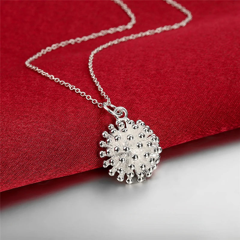 DOTEFFIL 925 en argent Sterling feu d'artifice fleur collier boucle d'oreille ensemble breloque populaire joli collier boucle d'oreille ensembles bijoux pour femmes
