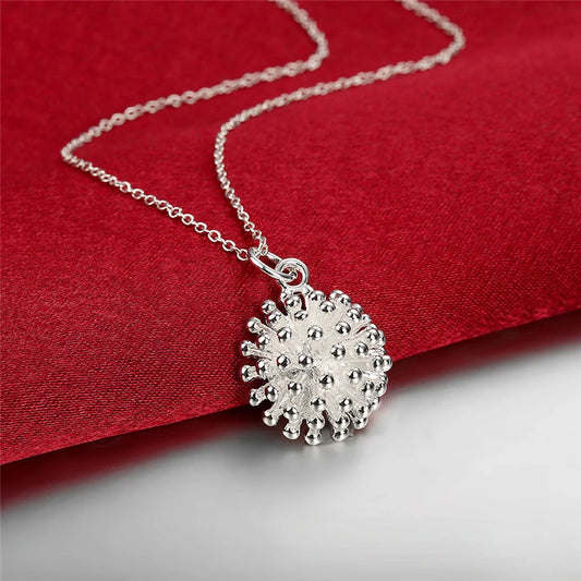 DOTEFFIL 925 en argent Sterling feu d'artifice fleur collier boucle d'oreille ensemble breloque populaire joli collier boucle d'oreille ensembles bijoux pour femmes