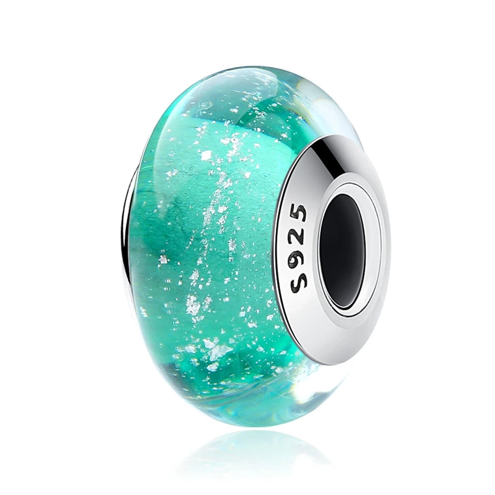BAMOER 925 en argent Sterling belle fleur rose perles de charme en verre de Murano européen