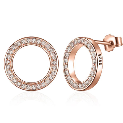 WOSTU mode chaude 100% 925 argent Sterling chanceux pour toujours boucles d'oreilles circulaires pour les femmes authentique Original bijoux cadeau